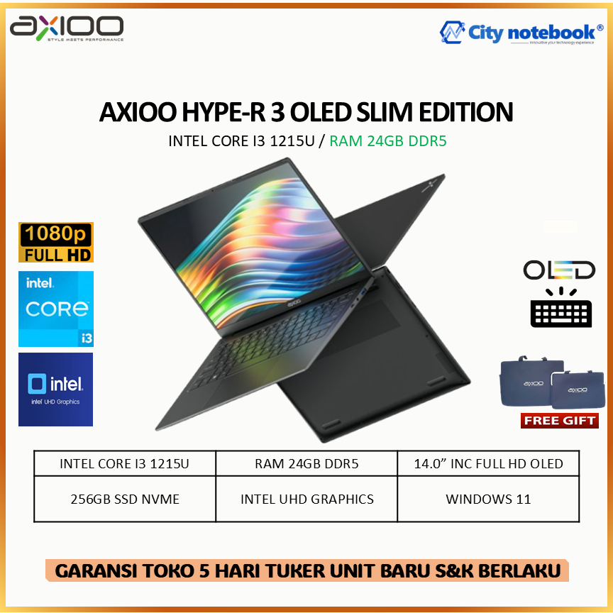 Jual AXIOO HYPE-R 3 UNDER 1KG/I3 1215/24GB/256GB/14.0FHD OLED | Shopee ...