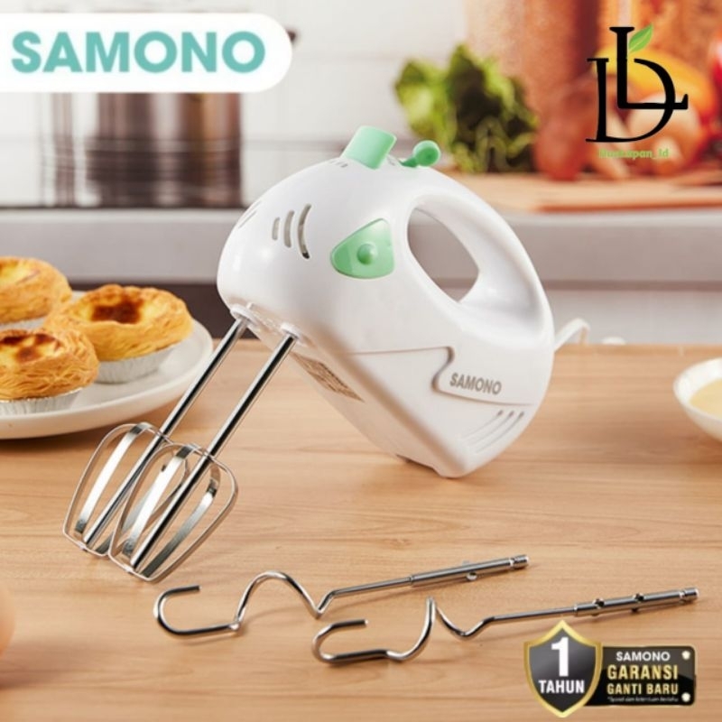 Jual SAMONO SW-HM120 Hand Mixer 7 Speeds Multi Use Food Grade SUS304 2 ...