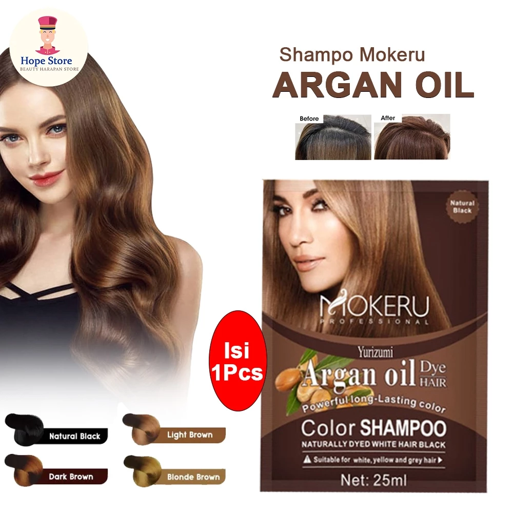 Shampo Pewarna Rambut Argan Oil / Mokeru Sampo Semir Rambut Hitam | AutoStock
