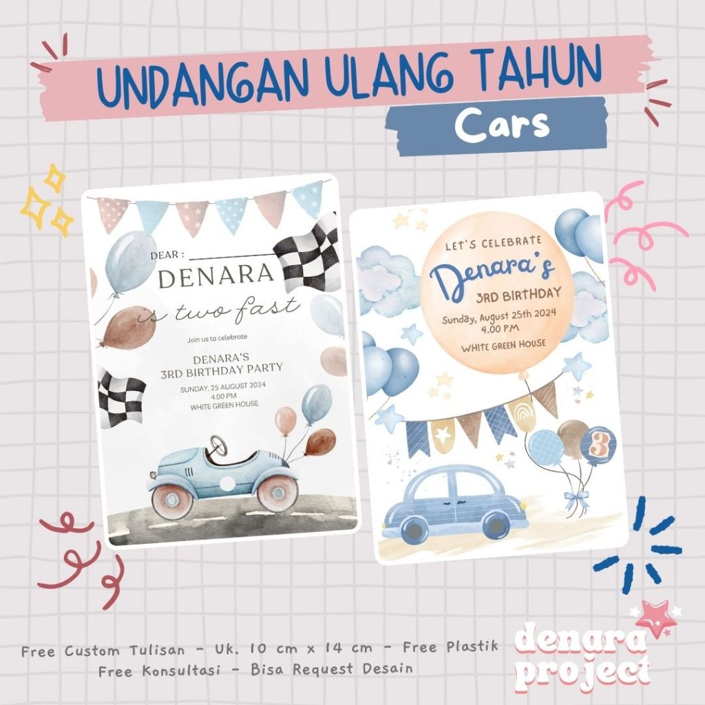 Jual Undangan Ulang Tahun - Cars / Race Birthday Invitation Card ...