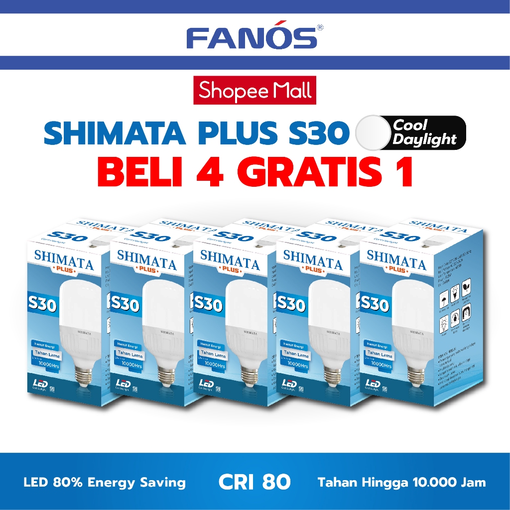 Jual Shimata Plus S30 [Beli 4 Gratis 1] Lampu LED Bohlam Cahaya Putih ...