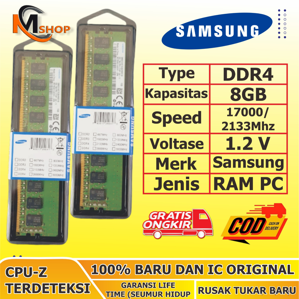 Jual Memory Komputer RAM PC Desktop DDR4 8GB D4 PC 2133MHz / 2400MHz ...