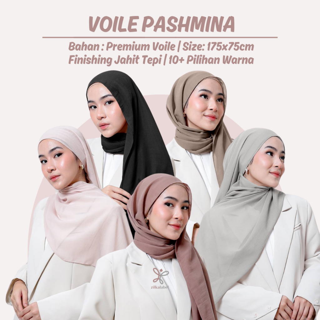 Jual VOILE PASHMINA / Pasmina Voal Katun Premium Malay 175x75 cm