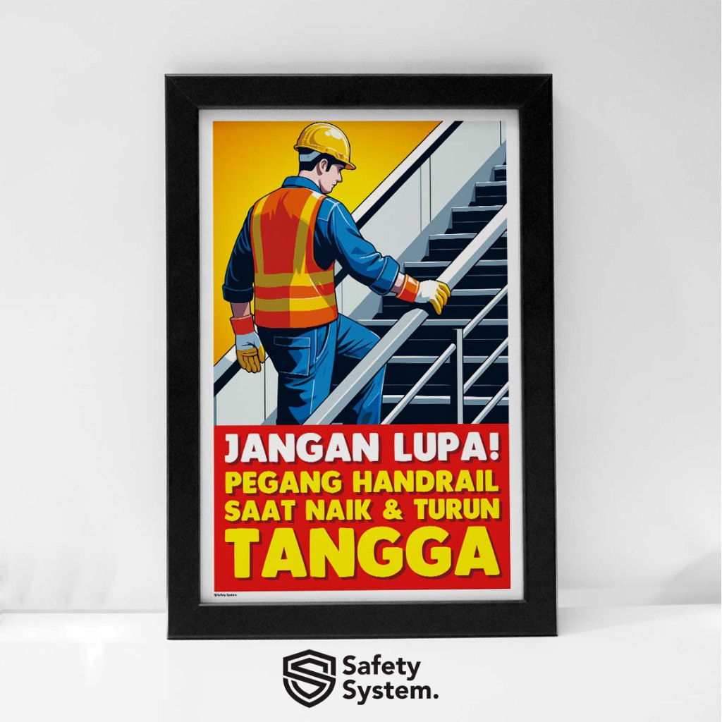 Jual Poster K3 Keselamatan Kerja Safety Jangan Lupa Memegang Handrail ...