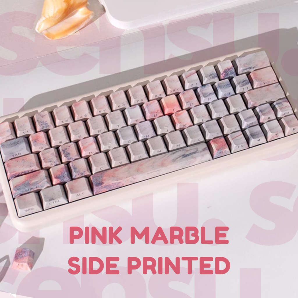 Jual Pink Marble Side Printed Keycaps - Cherry Profile - 131 Keys ...