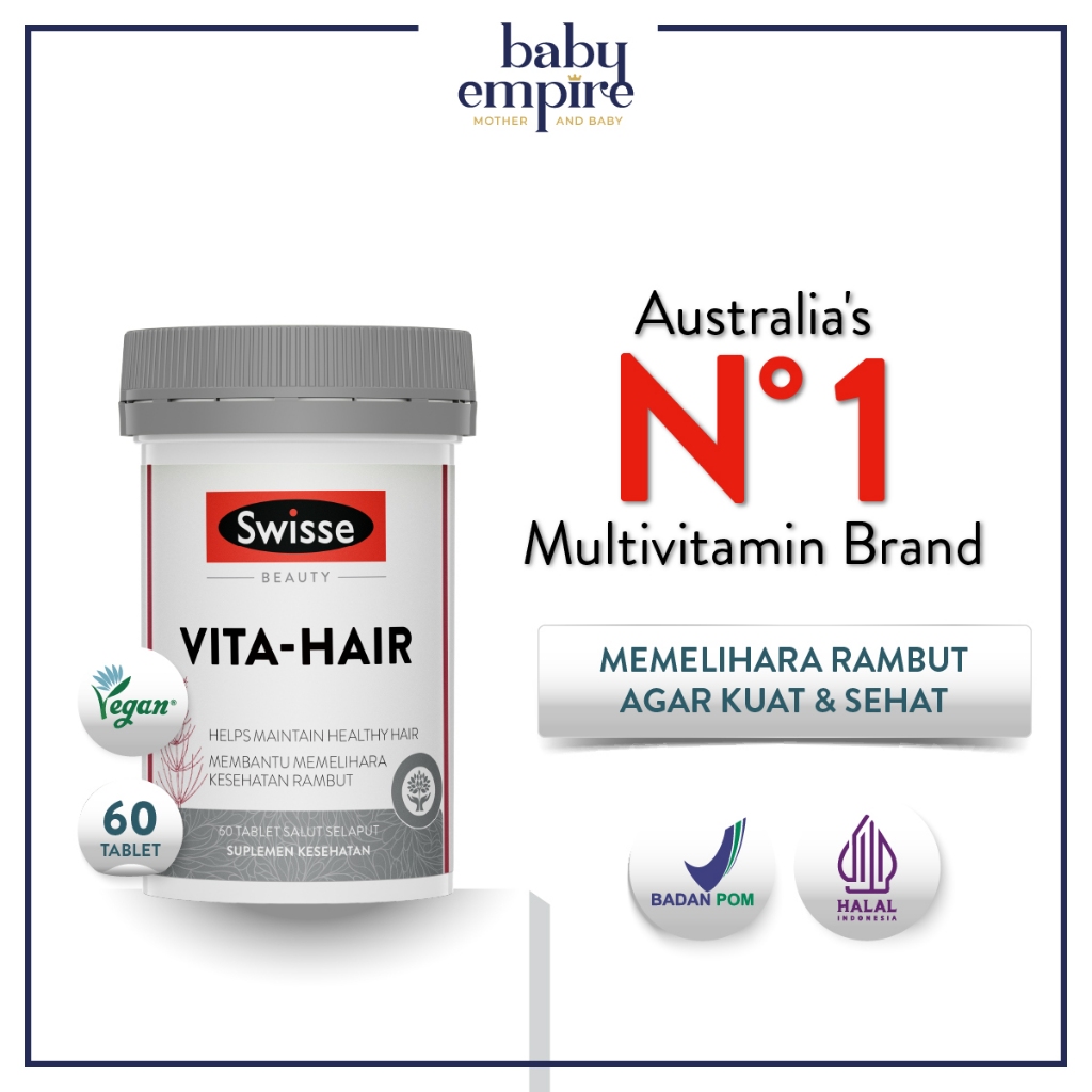 Jual Swisse Beauty Vita-Hair Film Coated 60s - Multivitamin Suplemen ...