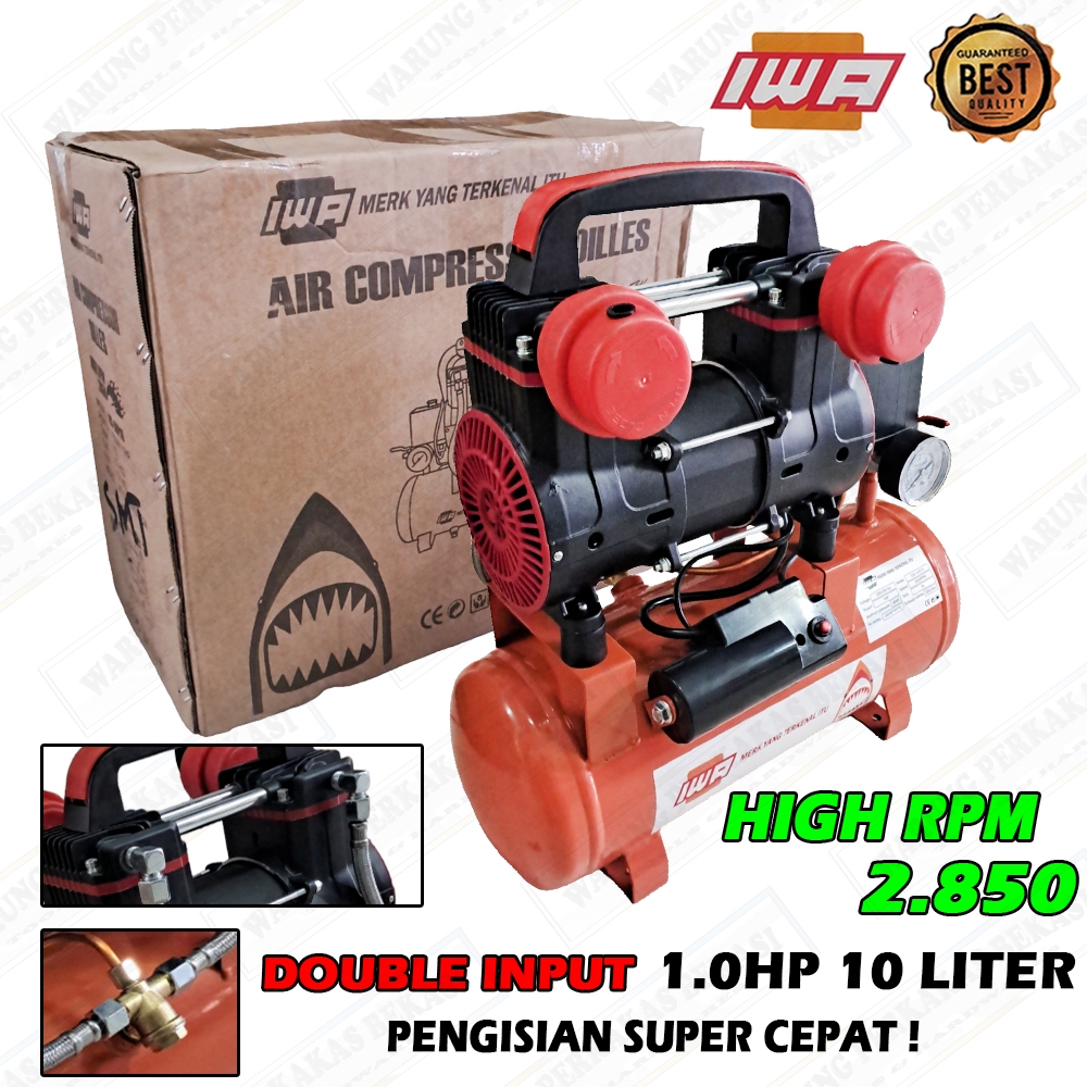 Jual Dual Input IWA Kompresor 1.0 HP 25L Mesin Kompressor Listrik 1HP ...