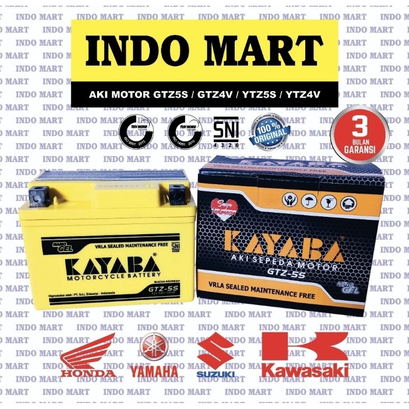 ORIGINAL TERMURAH!!! Aki Motor Kering MF Gel HONDA Beat Supra X 125 YAMAHA Mio (KAYABA GTZ5S)