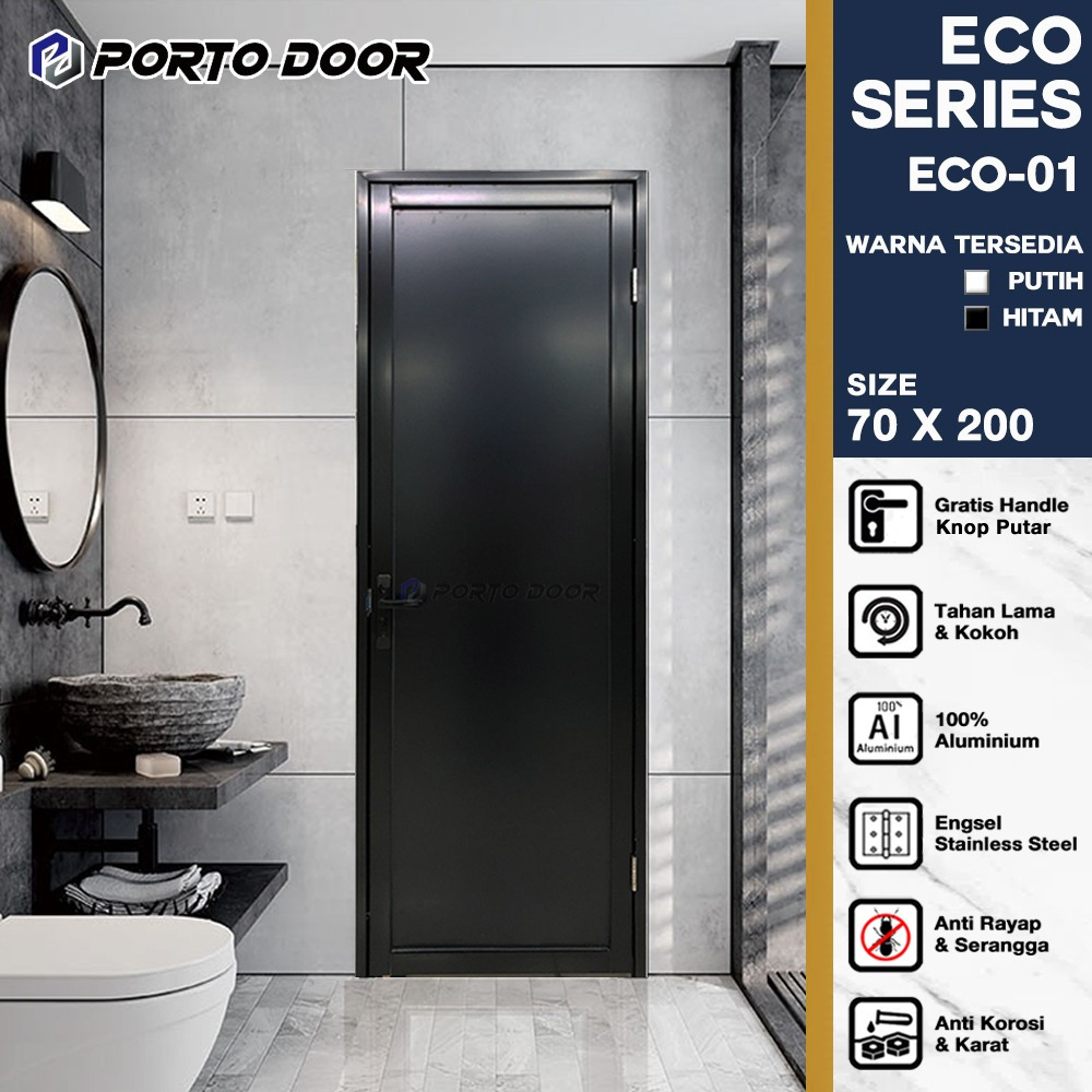 Jual PORTO DOOR ALUMUNIUM ECO 1 ACP 70X200CM PINTU ALUMUNIUM ACP Hitam ...