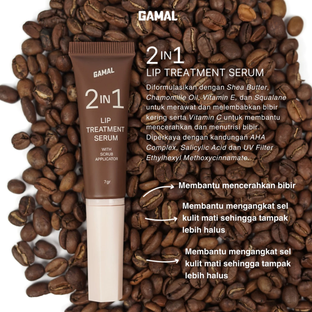 2in1 Lip Treatment Serum by Gamal | Lip Exfoliator | Mencerahkan dan Melembutkan Tekstur Bibir