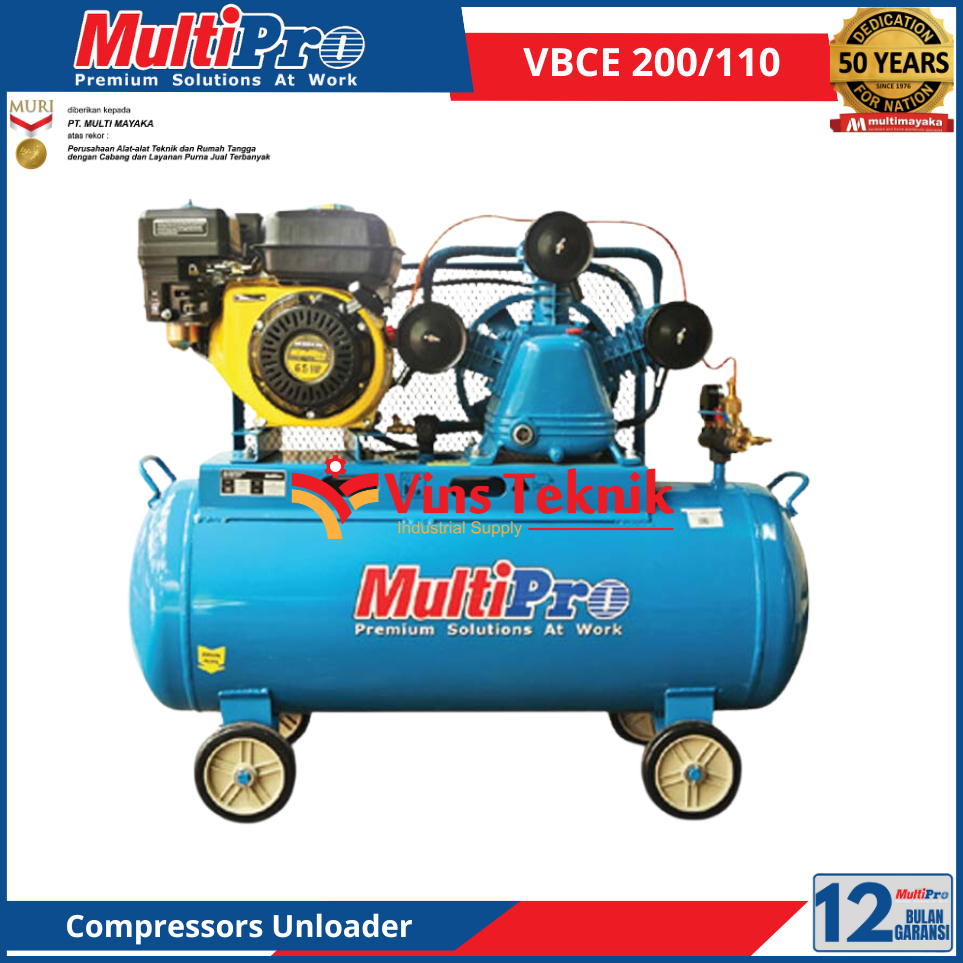 Jual MULTIPRO VBCE 200/110 HS-SW MESIN KOMPRESOR ANGIN BENSIN 2 HP ...