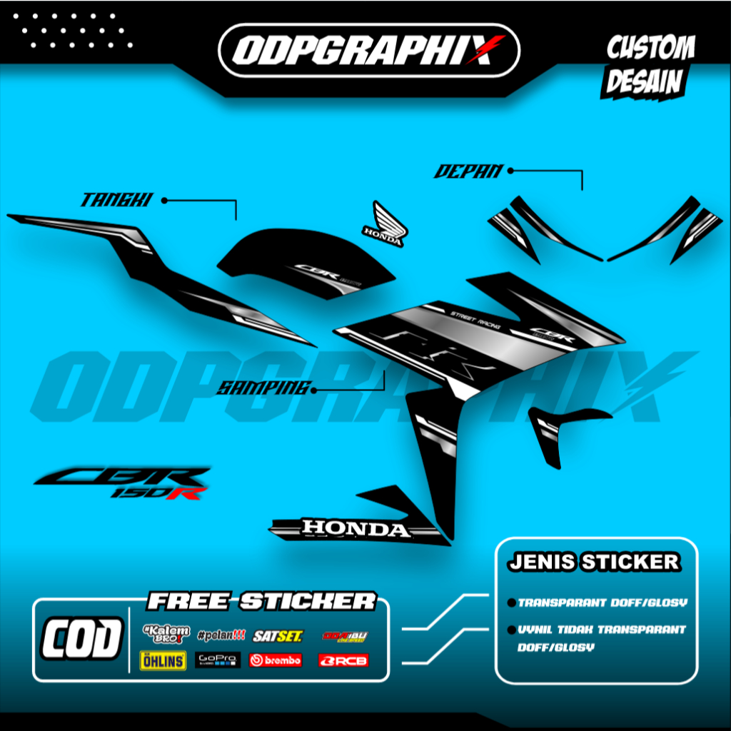 Jual STIKER STRIPING TRANSPARAN CBR 150R FACELIFT LIS STICKER UV SEMI ...