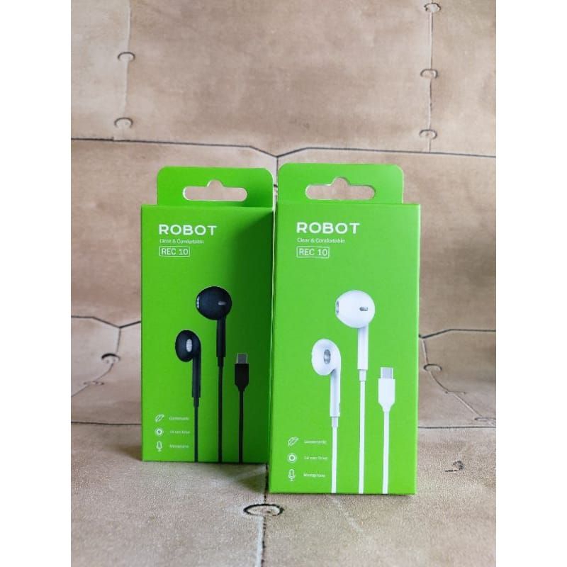 Jual ROBOT REC 10 Earphone Type-C Comportable 14mm | Shopee Indonesia