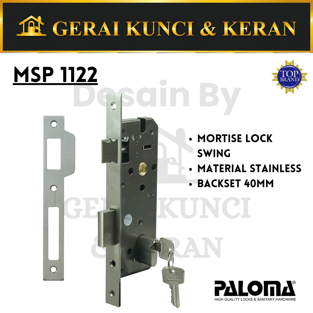 Jual PALOMA MSP 1122 40 MM Mortise lock Kunci Pintu Swing Paloma Set ...