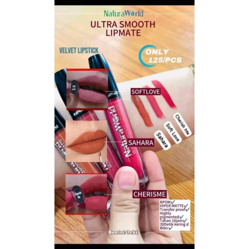 Jual Lipstik Lipmatte Natura world 3 Warna Cantik Original Member Resmi