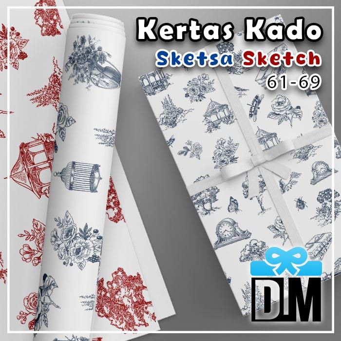 Jual Kertas Kado Estetik Sketch Sketsa Pattern Simbol Abstract Kebun ...