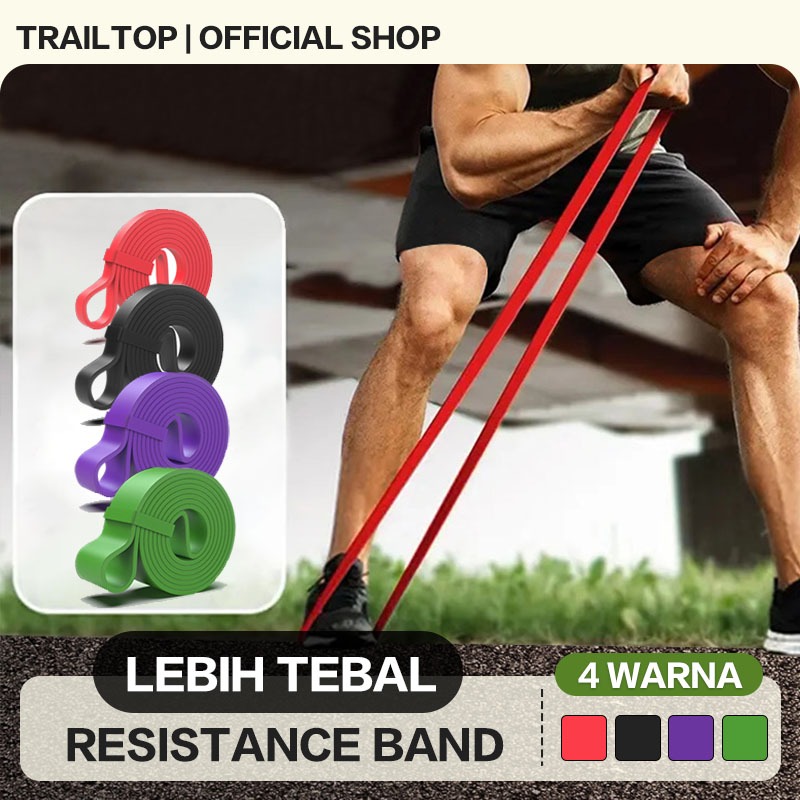 [READY] TrailTop Resistance Bands Alat Fitness Olahraga Gym Alat Yoga Fitness 4 Warna