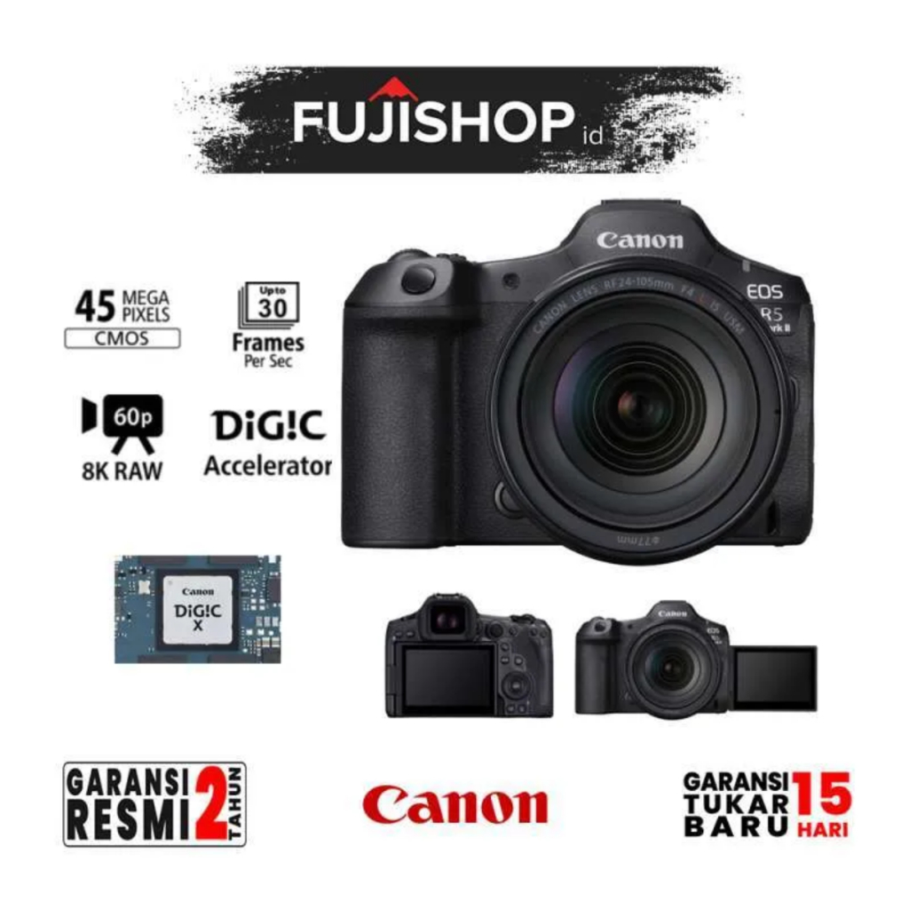 Canon EOS R5 Mark II Kit 24-105mm f4 Canon R5 II RF 24-105mm f/4 Kamera  Mirrorless Garansi Resmi