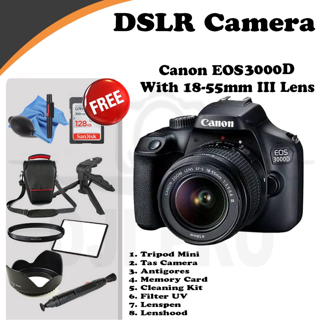 Jual Canon EOS 3000D Kit 1855mm III Wifi & Original Canon Kamera