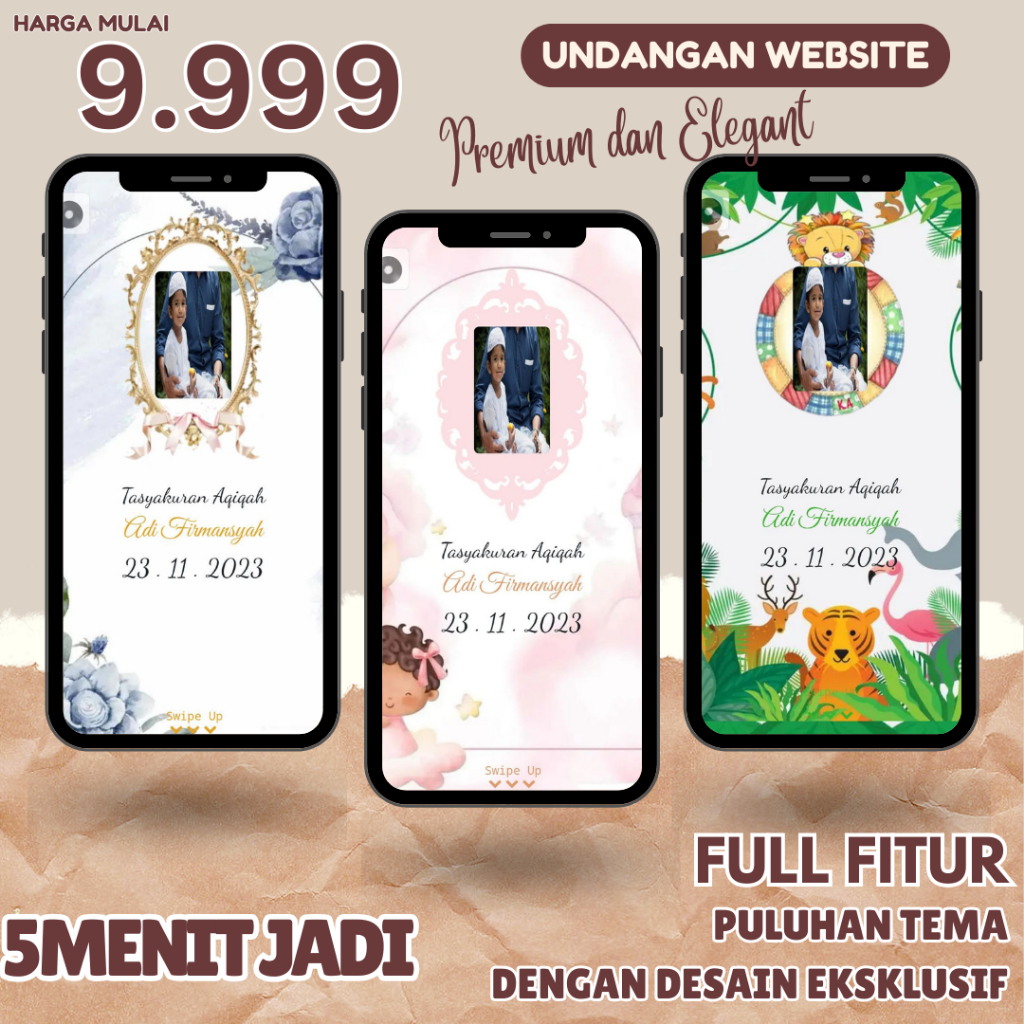 Undangan Digital Website Web Aqiqah Cantik,Menarik, & Unik