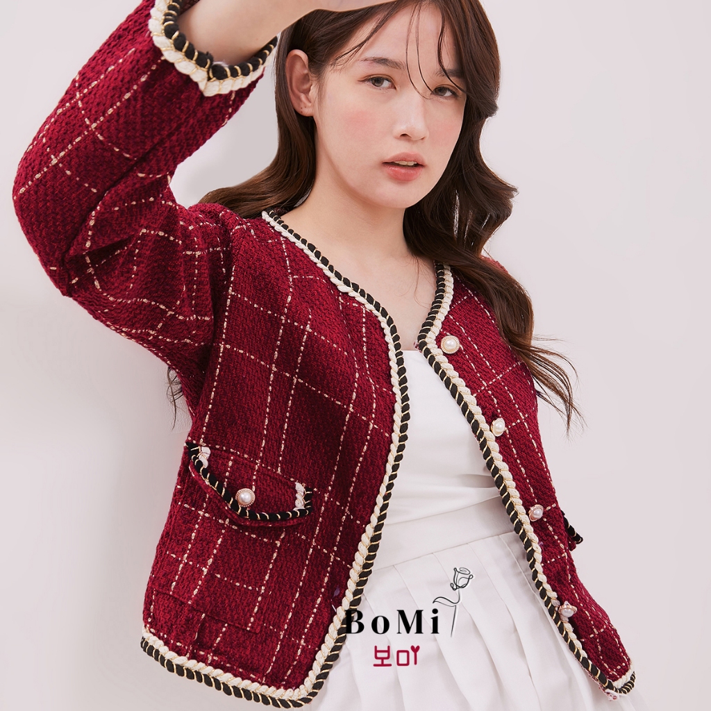 BOMI -  HARI Blouse Atasan Korean Lace Semi Brukat Korea Prancis Renda Lengan Panjang Mewah
