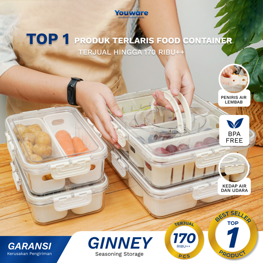 Jual Youware - Ginney (SET) Food Container / Wadah Tempat Bumbu Dapur ...