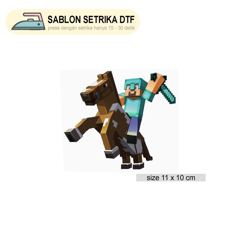 Jual Stiker Sablon Minecraft Steve Naik Kuda | Shopee Indonesia