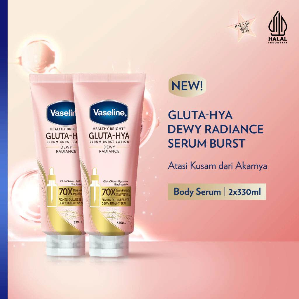 Vaseline Healthy Bright Gluta Hya Serum Lotion Dewy Radiance 330ml Twinpack