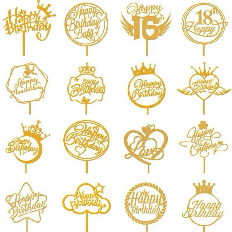 Jual TOPPER KUE 10 PCS BAHAN AKRILIK | Shopee Indonesia