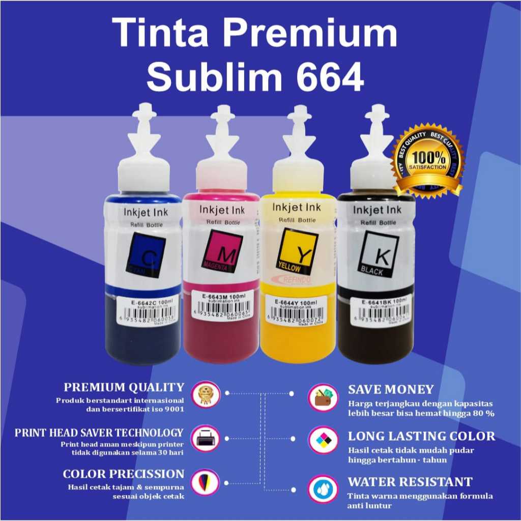 Jual Tinta Sublim 664 Epson 100ml Ink Sublime Printer L120 L121 L1300 ...