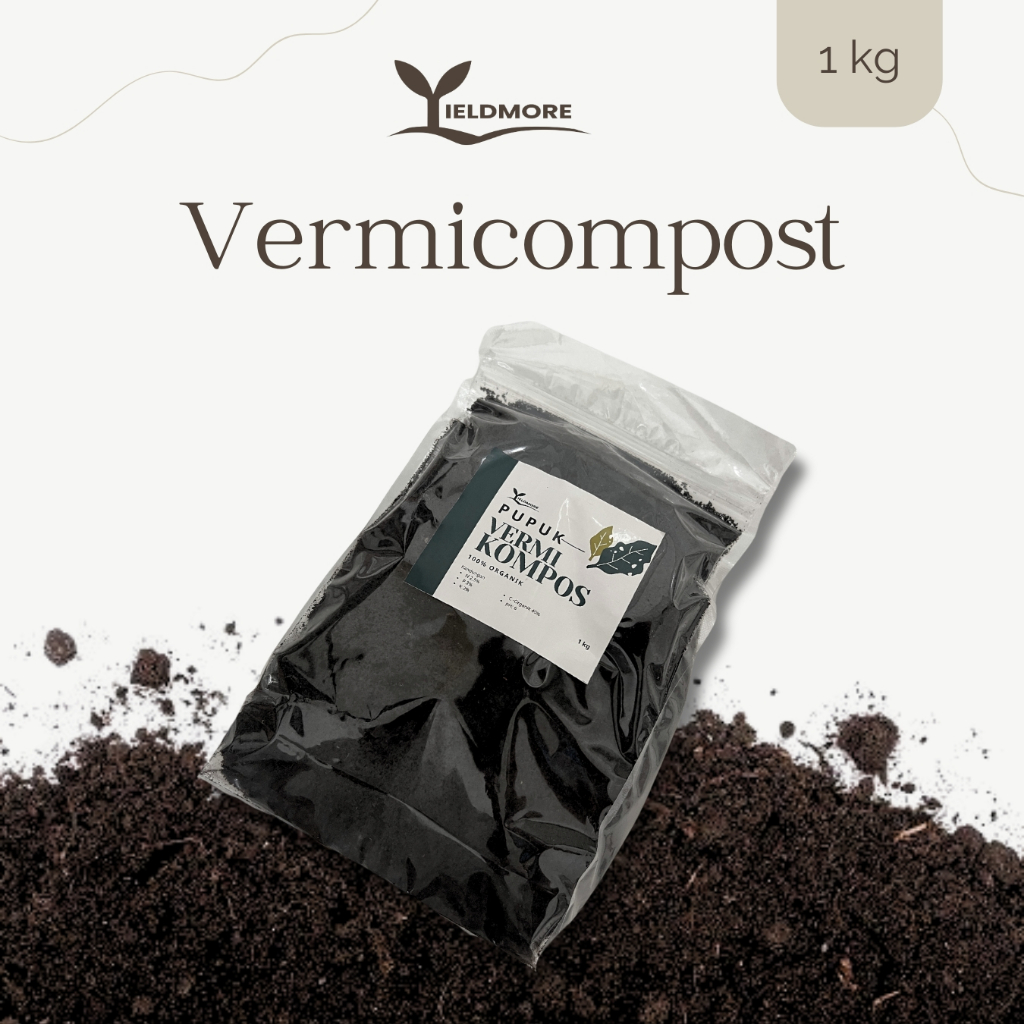 YIELDMORE - Pupuk Vermicompost 1 kg - Vermi Kompos - Pupuk Cacing / Kascing untuk Tanaman
