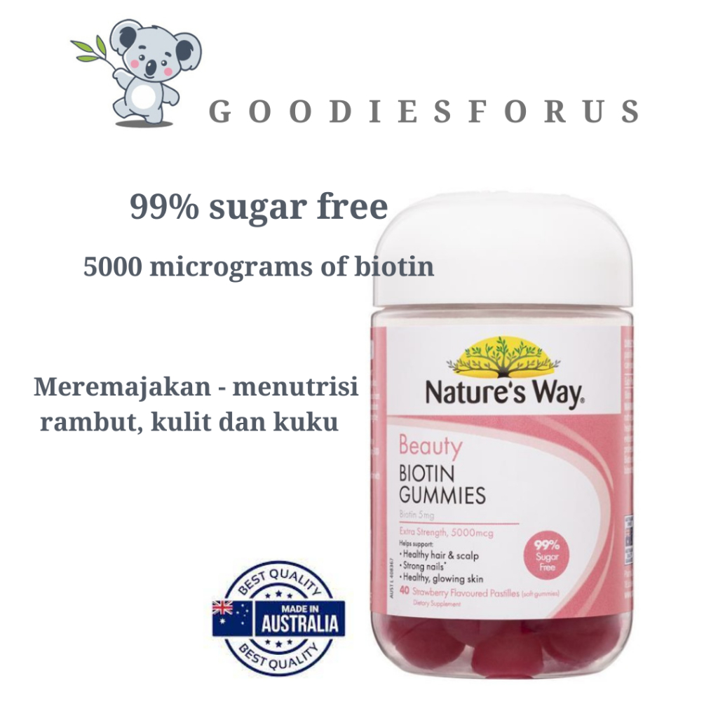 Jual Nature's Way Beauty Biotin Hair Gummies 40 dan 120 pack/vitamin ...