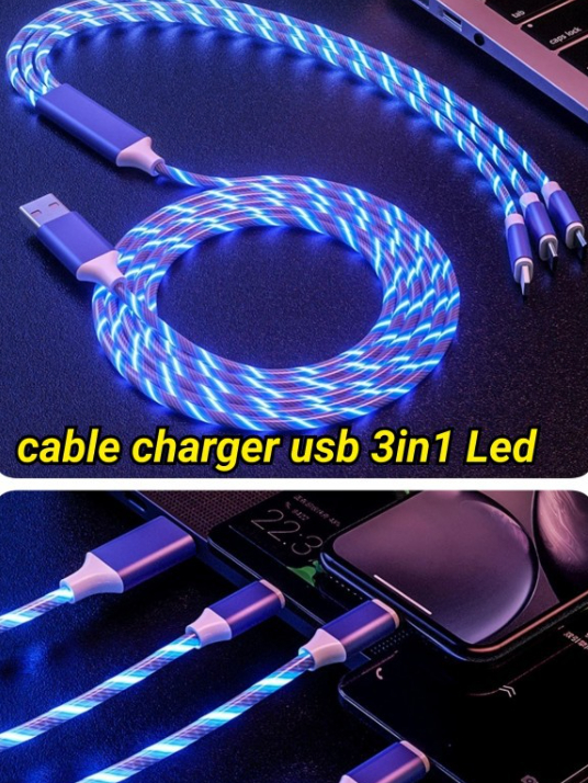 Jual Twsmedan Kabel data Led 3in1 / Kabel data lampu 3 cabang / Kabel ...