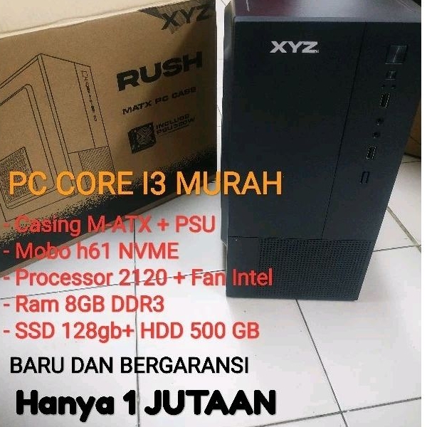 Jual CPU CORE I3 MURAH SPEK KASIR RAM 8GB SSD 128GB + HDD 500GB BARU ...