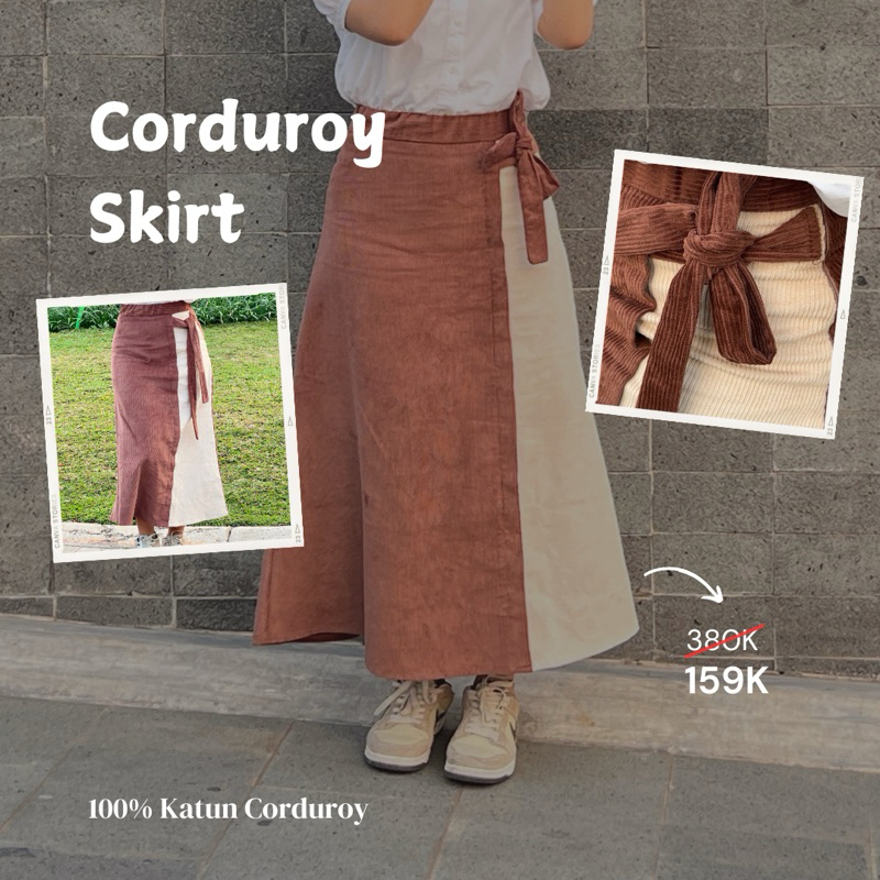 Jual Rok Corduroy Vintage Two Tone - Yora - Corduroy Skirt - Bawahan ...