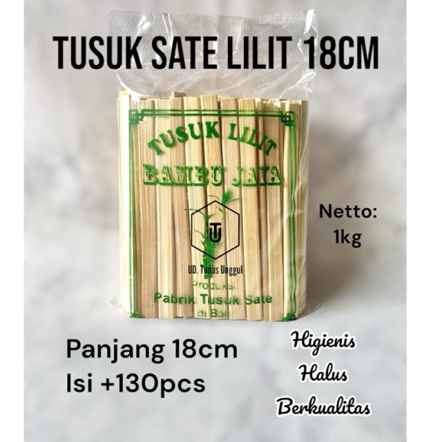 Jual 1KG TUSUK SATE LILIT 18cm isi+130pcs/Tusuk sate lilit gepeng halus ...