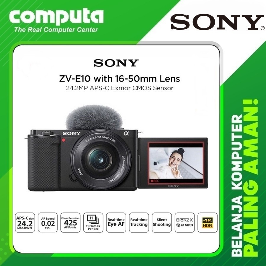 Jual Sony ZV-E10 Mirrorless Camera Kit 16-50mm Black Resmi | Shopee ...