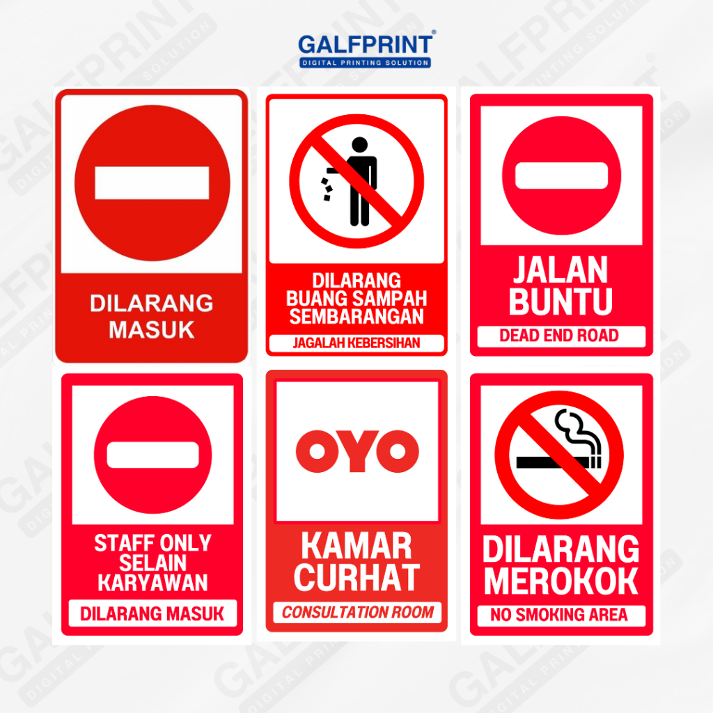 Jual GALFPRINT STICKER SIGN BESAR 20X30 VINYL / STIKER PERINGATAN ...