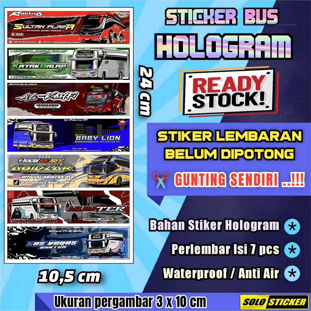 Jual Stiker Bus Hologram Lembaran Isi 7pc Sticker Bis Katak Balap ...