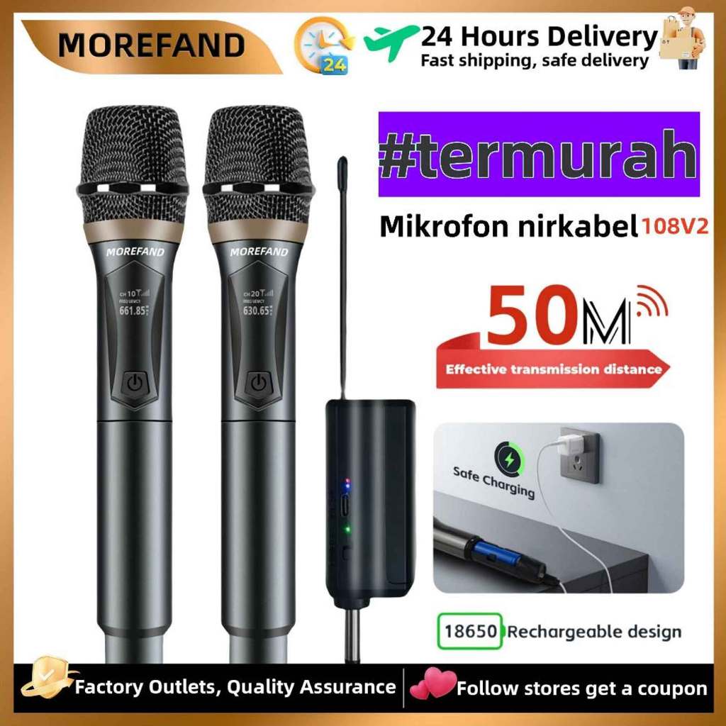 Jual mikrofon Mic Karaoke Microphone Profesional Wireless Double Mic