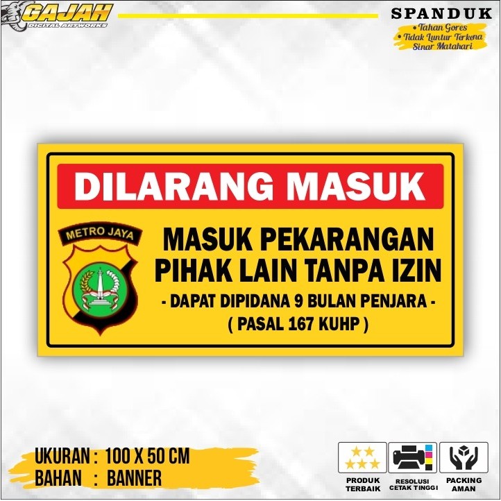 Jual Spanduk Dilarang Masuk Tanpa Izin | Shopee Indonesia