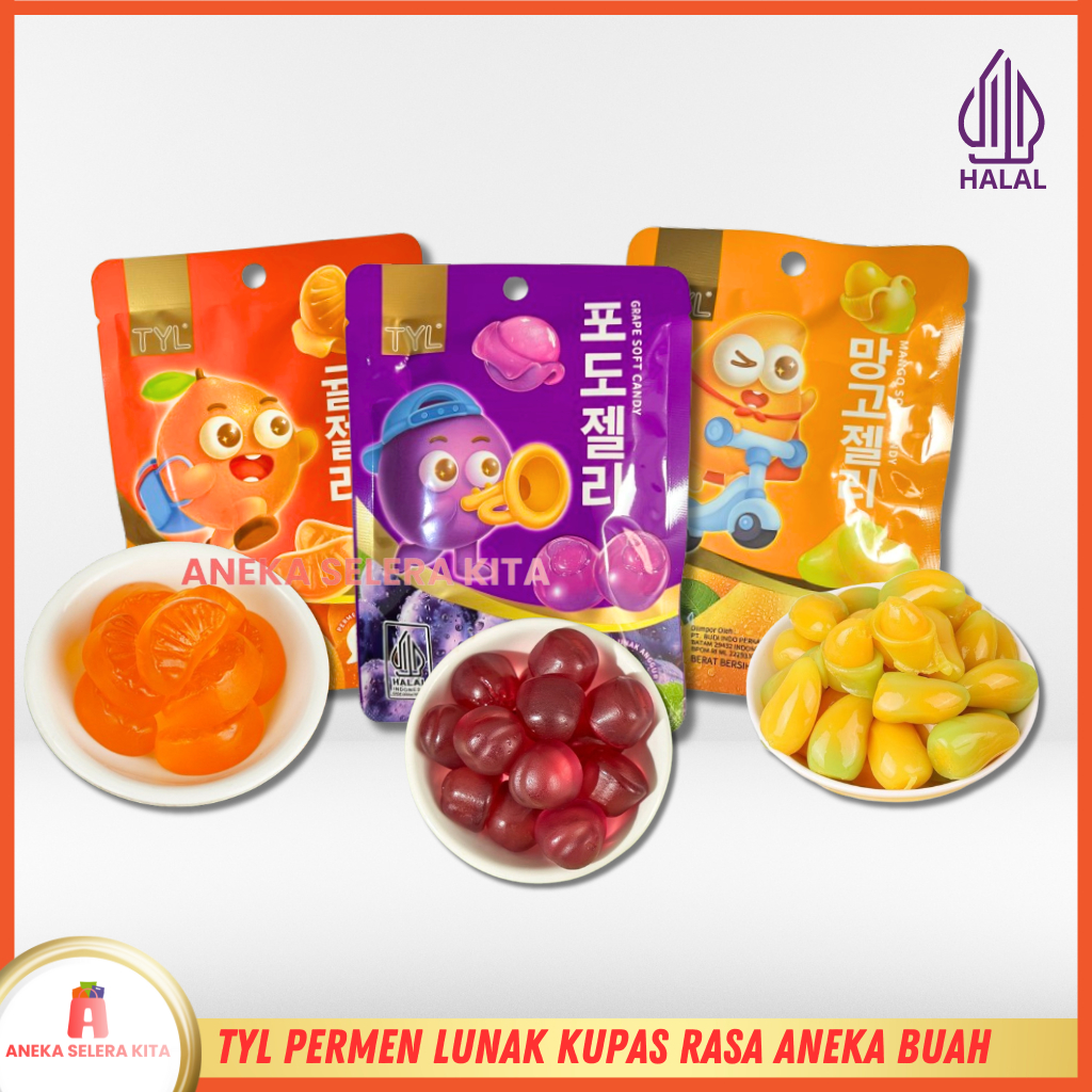 Jual TYL Permen Lunak Kupas Aneka Rasa Buah / Baopi Gummy Soft Candy