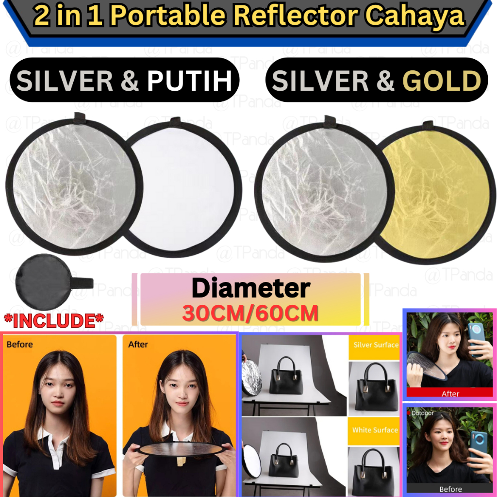 Jual 2 In 1 Reflektor Cahaya Studio Portable 30Cm Fotografi Reflector ...
