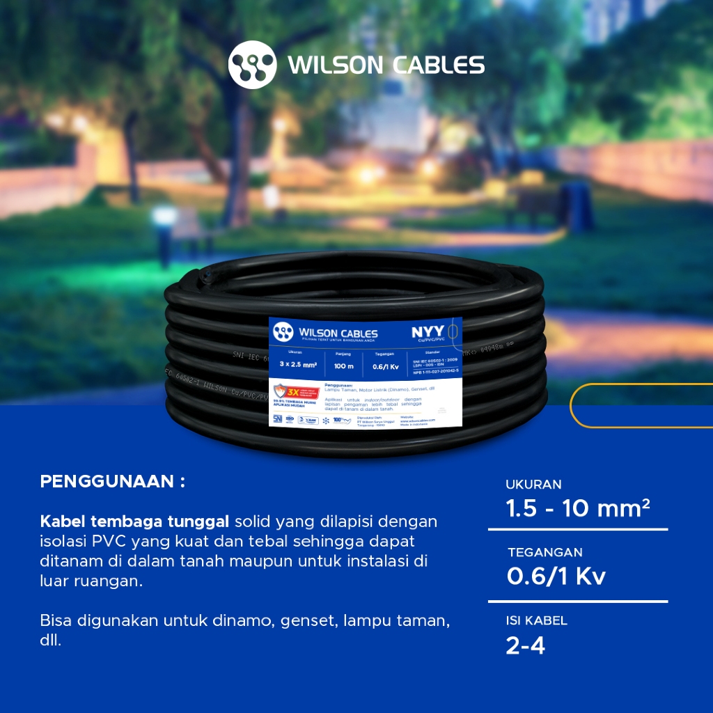Jual WILSON CABLES - NYY 3x2.5 mm² (100 Meter) - Kabel Listrik Tembaga ...