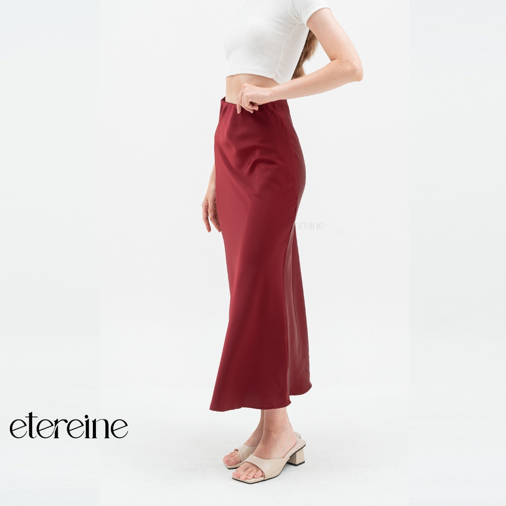 ETEREINE Rok Satin Reine 90CM Satin Long Skirt Rok Satin Panjang S Sampai 3XL
