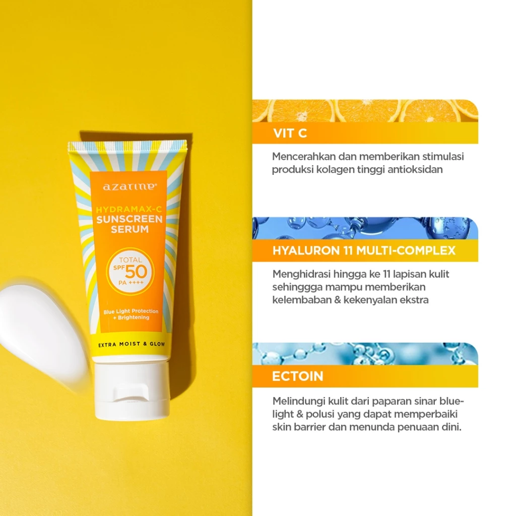 Azarine Hydramax C Sunscreen SPF50 untuk Kulit Kering dan Sensitif 2x40ml