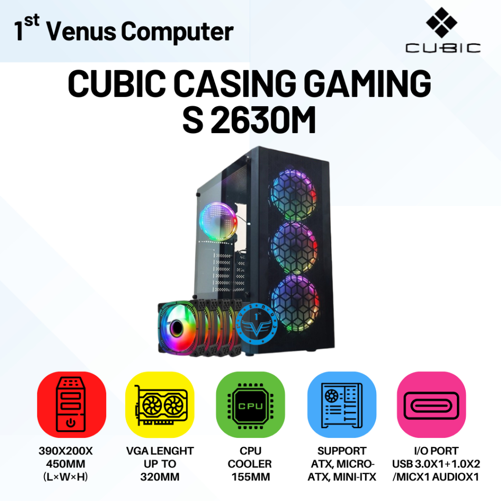 Jual CASING PC GAMING CUBIC COSMO S-2630 / S2630 ATX / MATX GAMING CASE ...