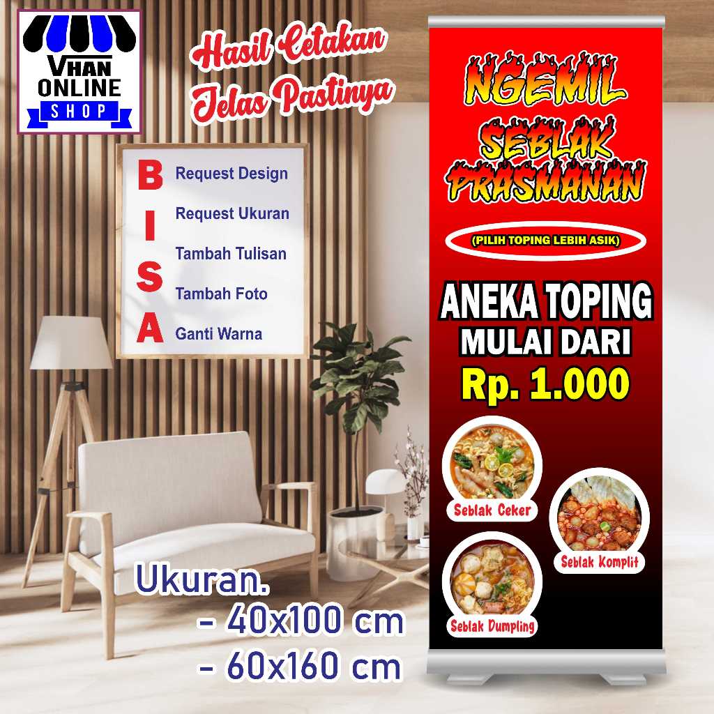 Jual Custom Spanduk Banner Cemilan Anak Seblak Prasmanan | Shopee Indonesia
