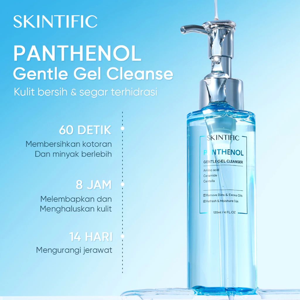 SKINTIFIC Gel Pembersih Lembut Panthenol dan Centella Asiatica 120ml - Paket 3pcs