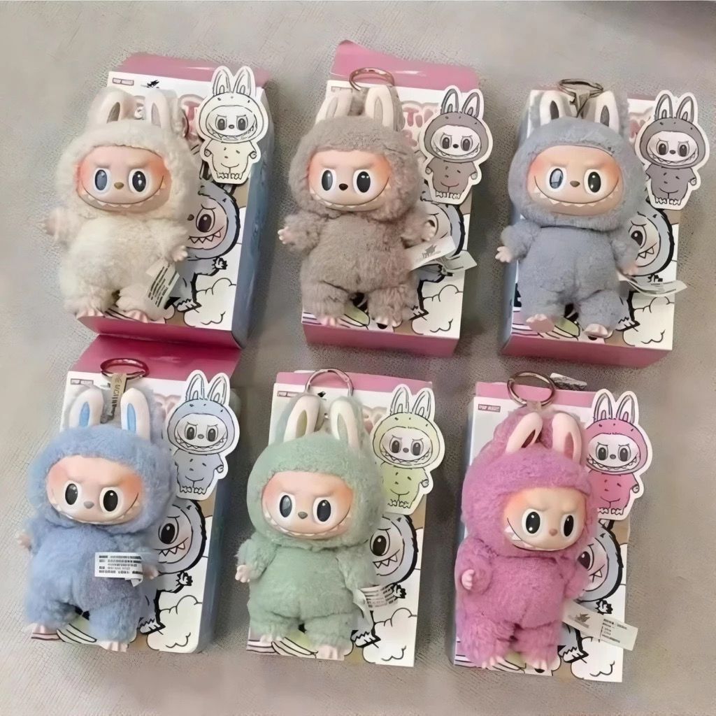 Jual LABUBU The Monster Boneka Key Chain Exciting Macaron Face PREMIUM ...